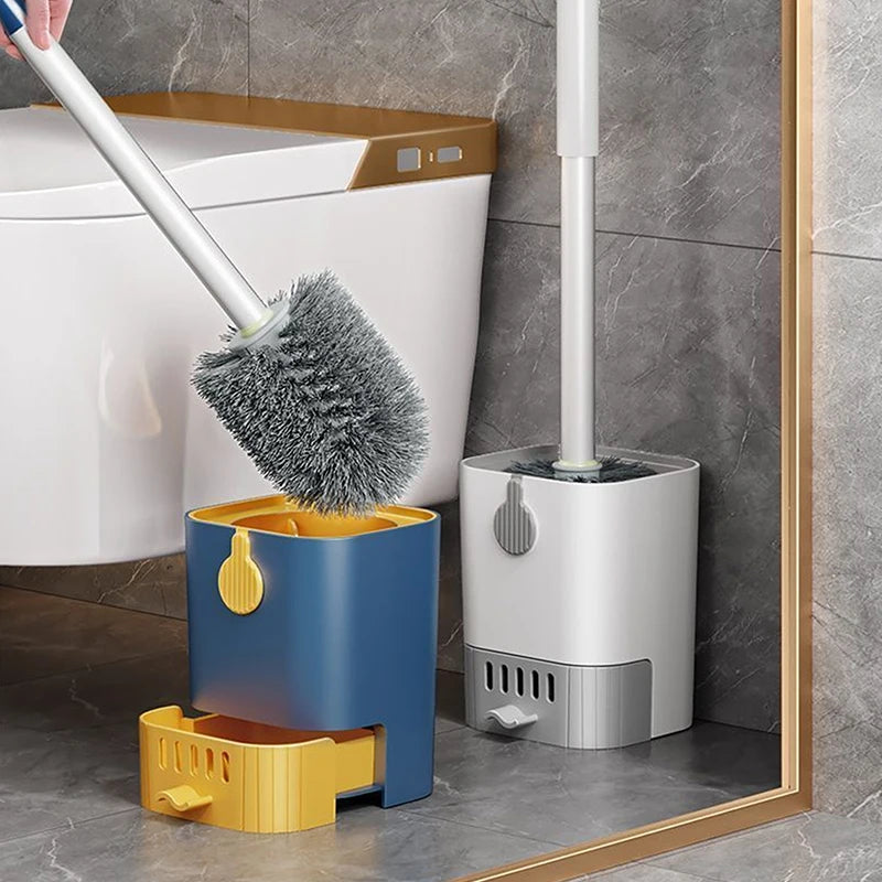 HELTC Toilet Brush & Holder Set | Multifunctional Bathroom Cleaner Toilet Brush Set Peaceful Pleasures Health and Wellness Blue
