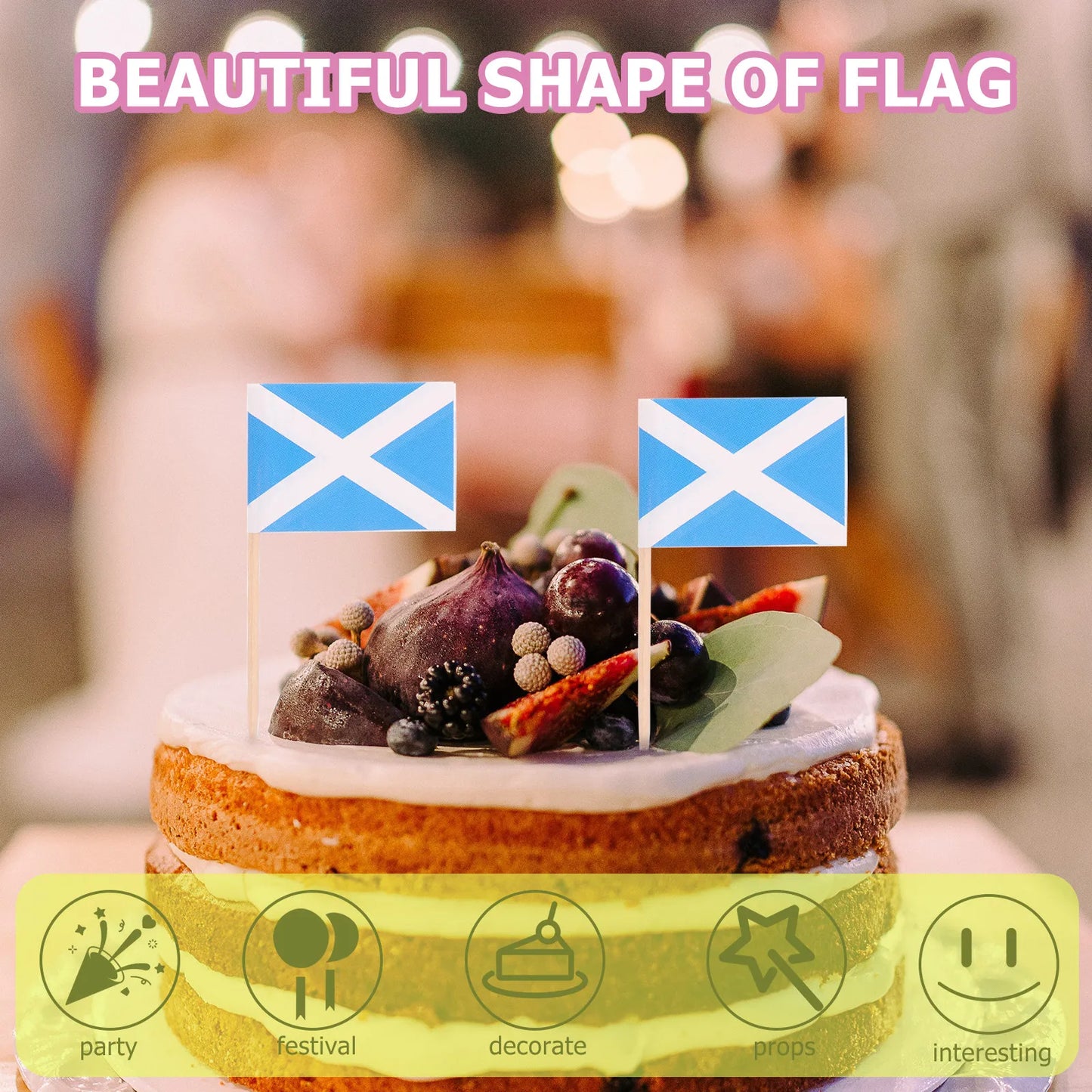 100Pcs Scotland Flag Wooden Toothpicks Cupcake Toppers Food Picks National Flag Toothpick for Cake Party Festival Decor Peaceful Pleasures Health and Wellness