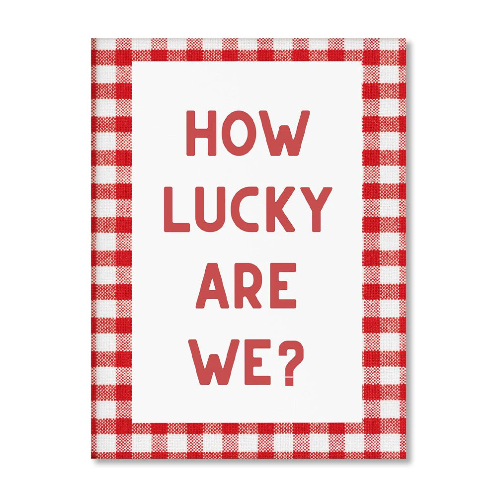 1 Piece of Frameless How Lucky Are We Wall Stripe Art Printing,Fashion Retro Aesthetic Poster,Apartment Digital Printing Deco Peaceful Pleasures Health and Wellness TT266-11 40x60cm Unframed