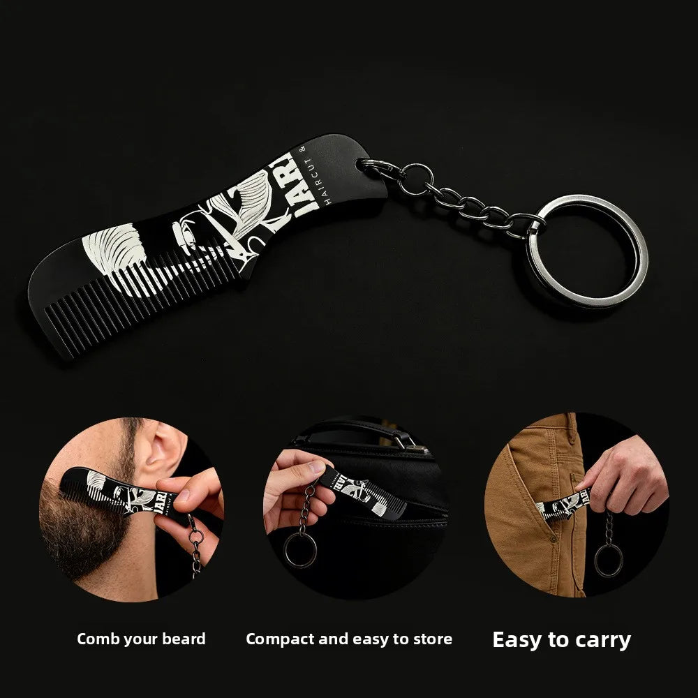 1set Pattern Plastic Foldable Beard Mustache Comb Fine Tooth Folding Hair Comb Travel Portable Mini Beard Comb with Key Chain Peaceful Pleasures Health and Wellness