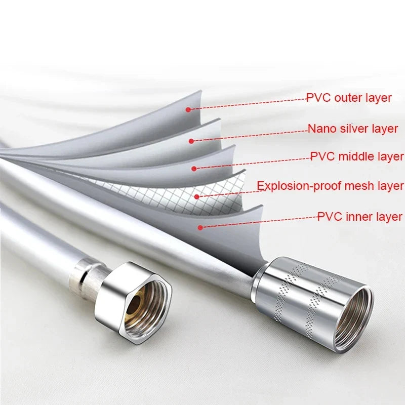 Flexible PVC Shower Hose 1.5M/2.0M – High Pressure Anti-Kink