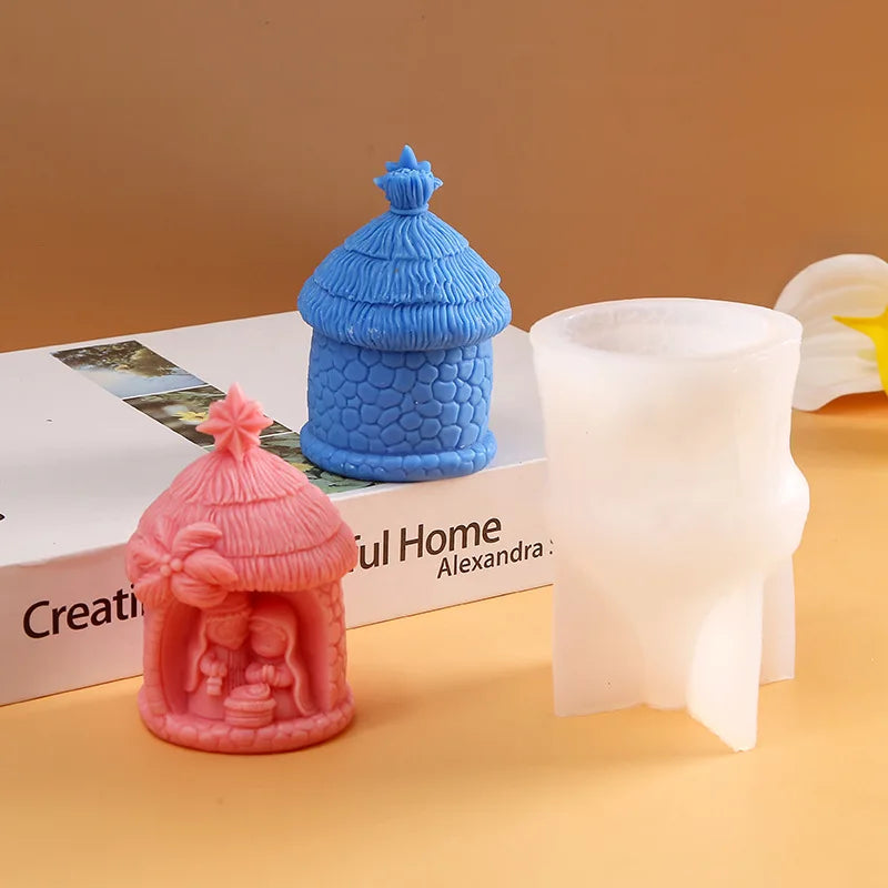 Nativity Silicone Candle Mold – 3D DIY Religious Craft Mold