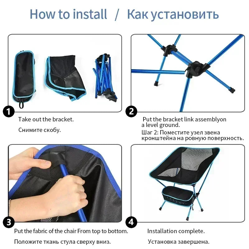 Folding Camping Chair Travel Ultralight Beach Accessories Playa Fishing Lightweight Portable Outdoor Foldable Furniture Peaceful Pleasures Health and Wellness