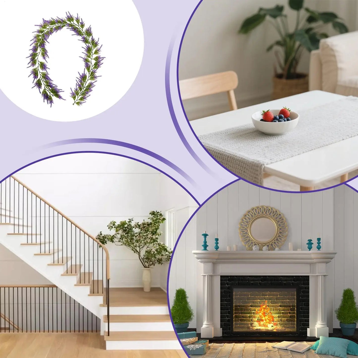 Lavender Garland 70.9" Artificial Floral Garland – Wedding & Party Artificial Flower Garland Peaceful Pleasures Health and Wellness