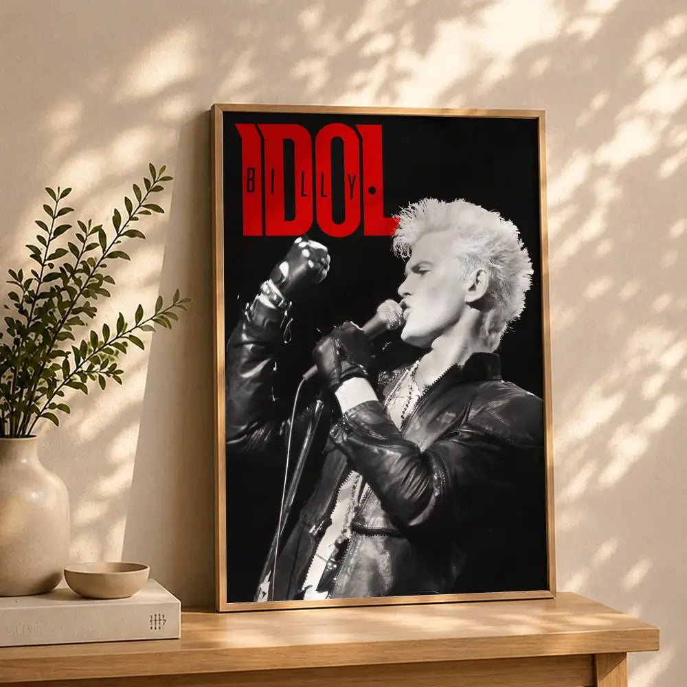 Singer B-Billy IdolS Poster HD Self Adhesive Waterproof Wall Art Ideal for Home Office Dorm Bedroom Great Gift Peaceful Pleasures Health and Wellness White1 50X70cmNoframe
