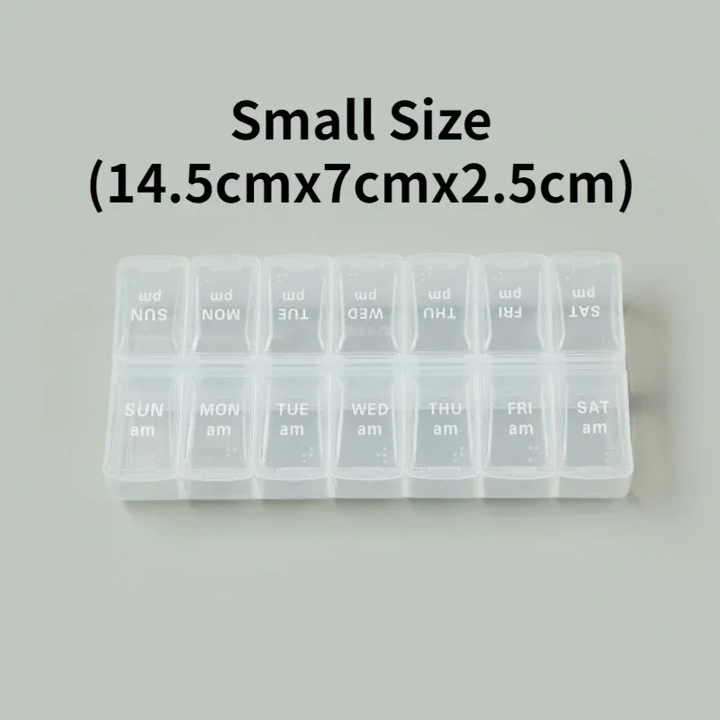 New Weekly Portable Travel Pill Cases Box 7 Days Organizer 14 Grids Pills Container Storage Tablets Vitamins Medicine Fish Oils Peaceful Pleasures Health and Wellness NO.15