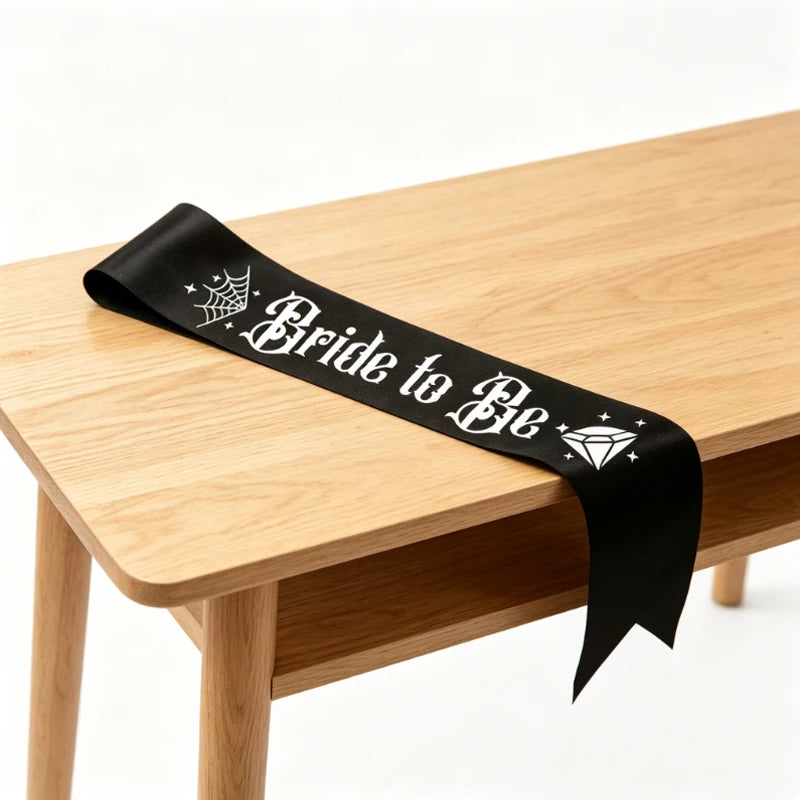Gothic Bride To Be Black Sash | Halloween Bachelorette Party