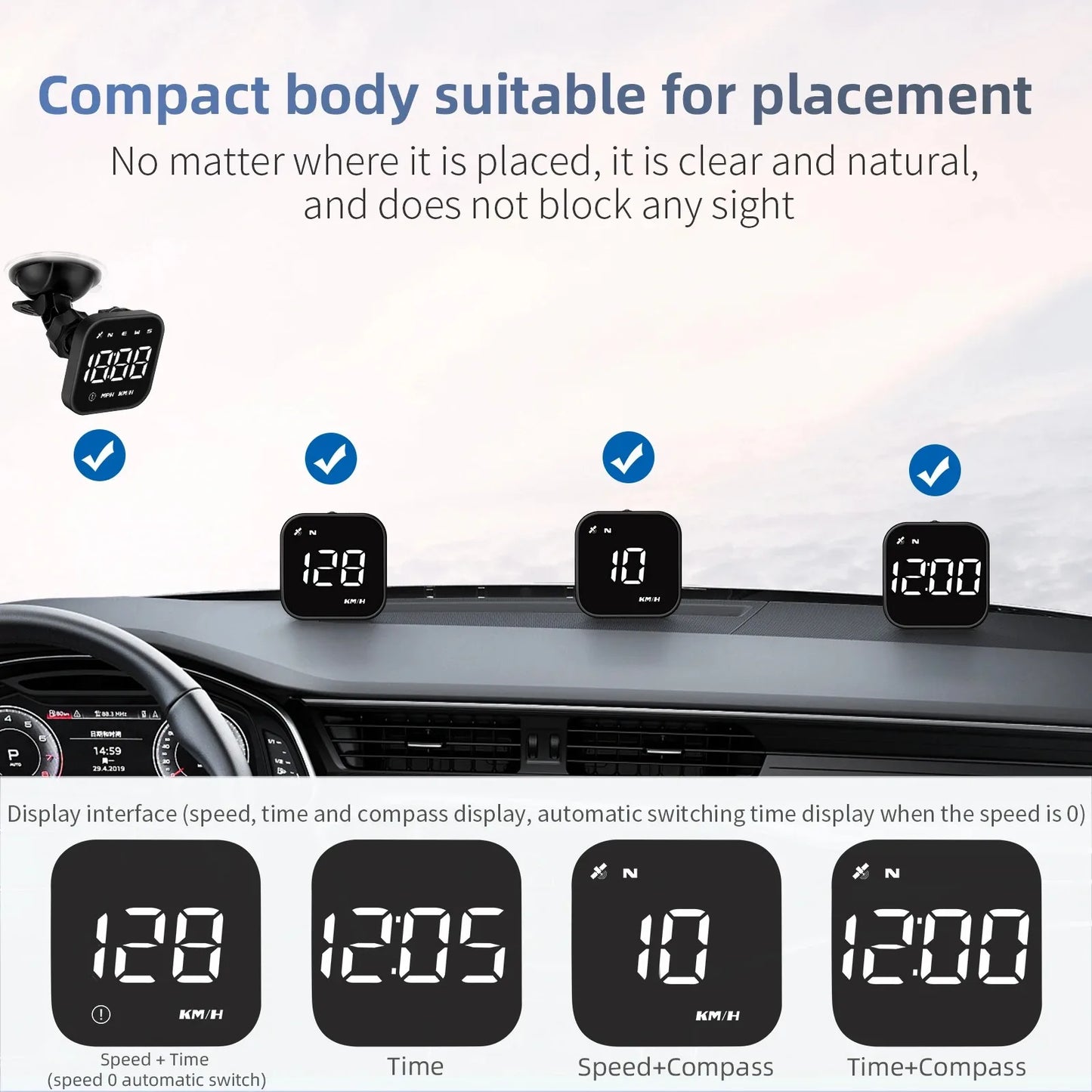 G4S Mini GPS HUD Universal Car Head Up Display Digital Windshield Projector Speedometer KMH MPH Peaceful Pleasures Health and Wellness