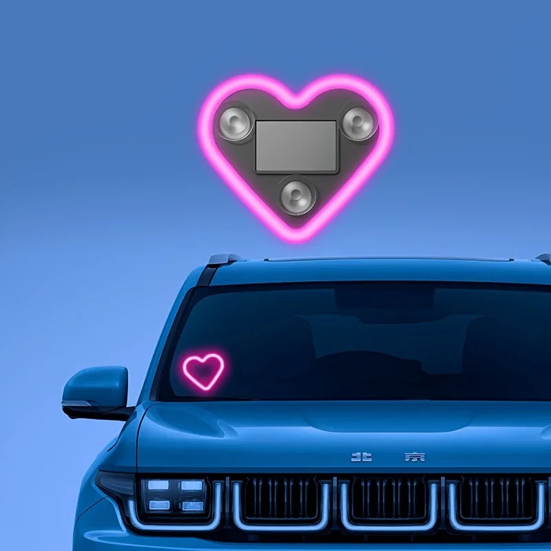 Solar Heart-Shaped RGB LED Car Atmosphere Light | Color-Changing