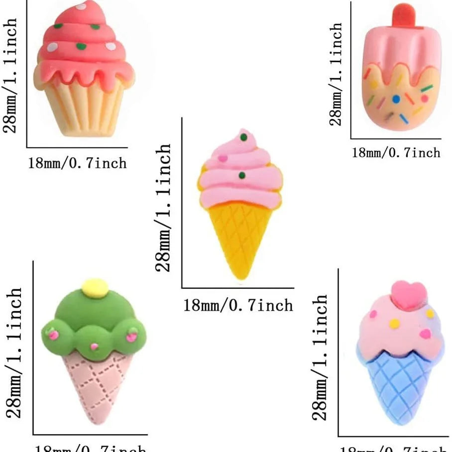 Bview Art Creative Ice Cream Resin Push Pins Flat Head Thumb Tacks