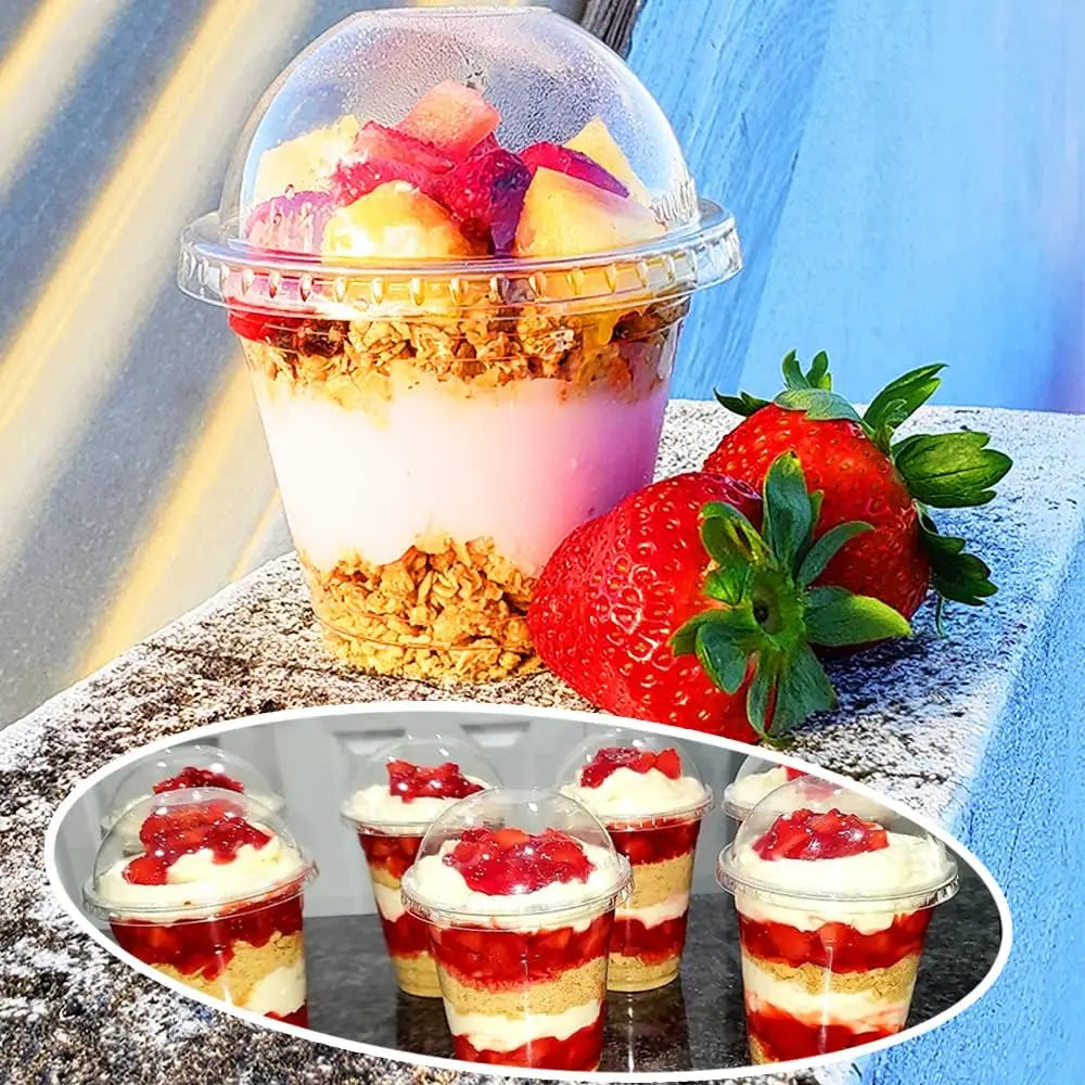 9OZ Clear Plastic Cups With Dome Lids Crystal Clear Dessert Cups for Ice Cream Latte Cold Drinks Pudding Cupcake Snack or Fruits Peaceful Pleasures Health and Wellness