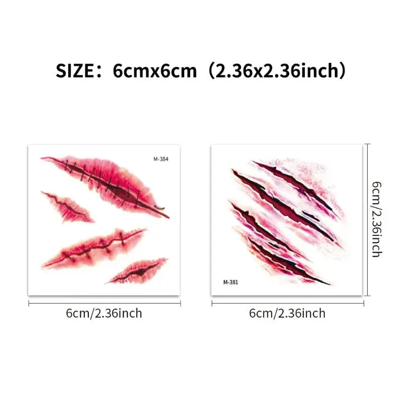 20 Sheets 3D Realistic Scar Tattoos - Waterproof Fake Bloody Wound Stickers For Halloween Cosplay Face & Body Makeup Adults Peaceful Pleasures Health and Wellness ONESIZE