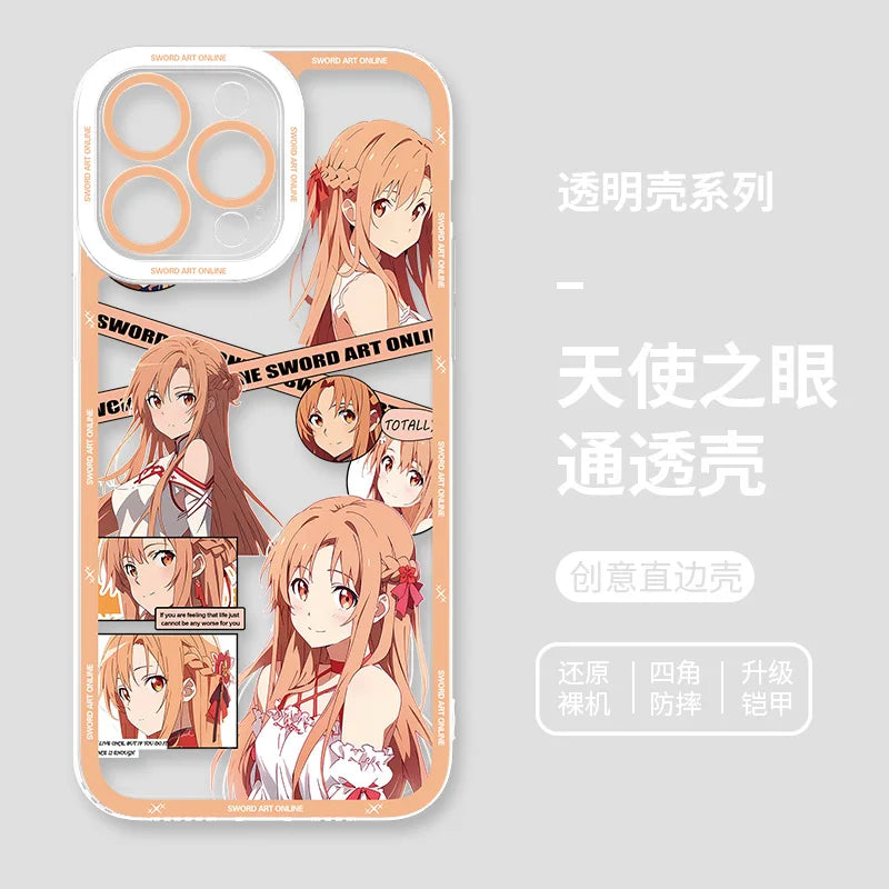 Japanese Anime Sword Art Online Phone Case for Iphone 17 16 15 14 13 12 11 Pro Max Plus Mini Air Asuna Kirito Phone Cover Peaceful Pleasures Health and Wellness