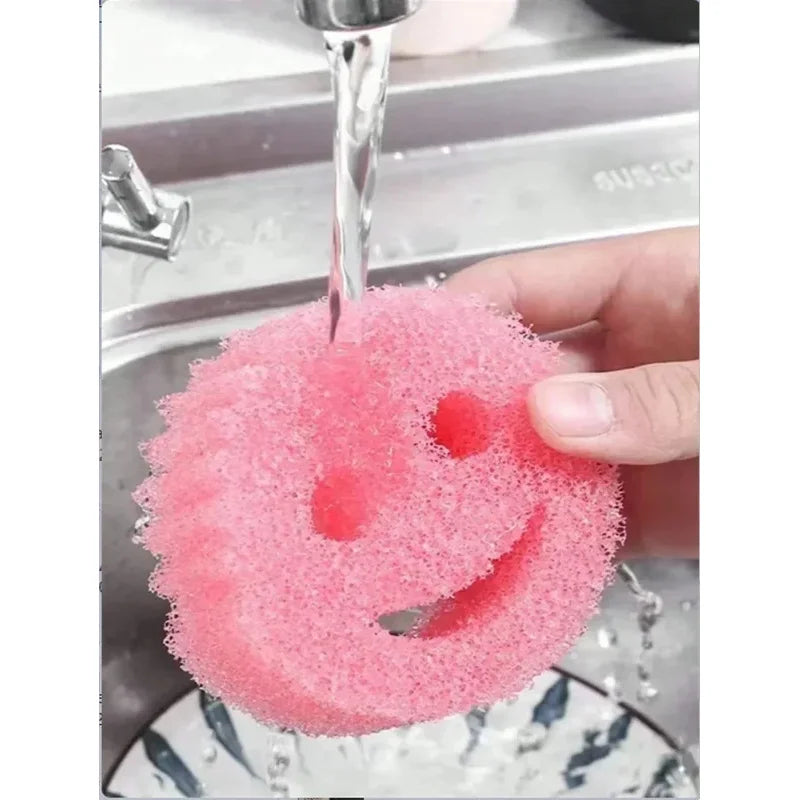 2/4PCS smiling face Dishwashing Sponge Cloth Strong Scouring Pad Kitchen Bathroom Miracle Sponge Stain Odor Resistant Migic Wipe Peaceful Pleasures Health and Wellness