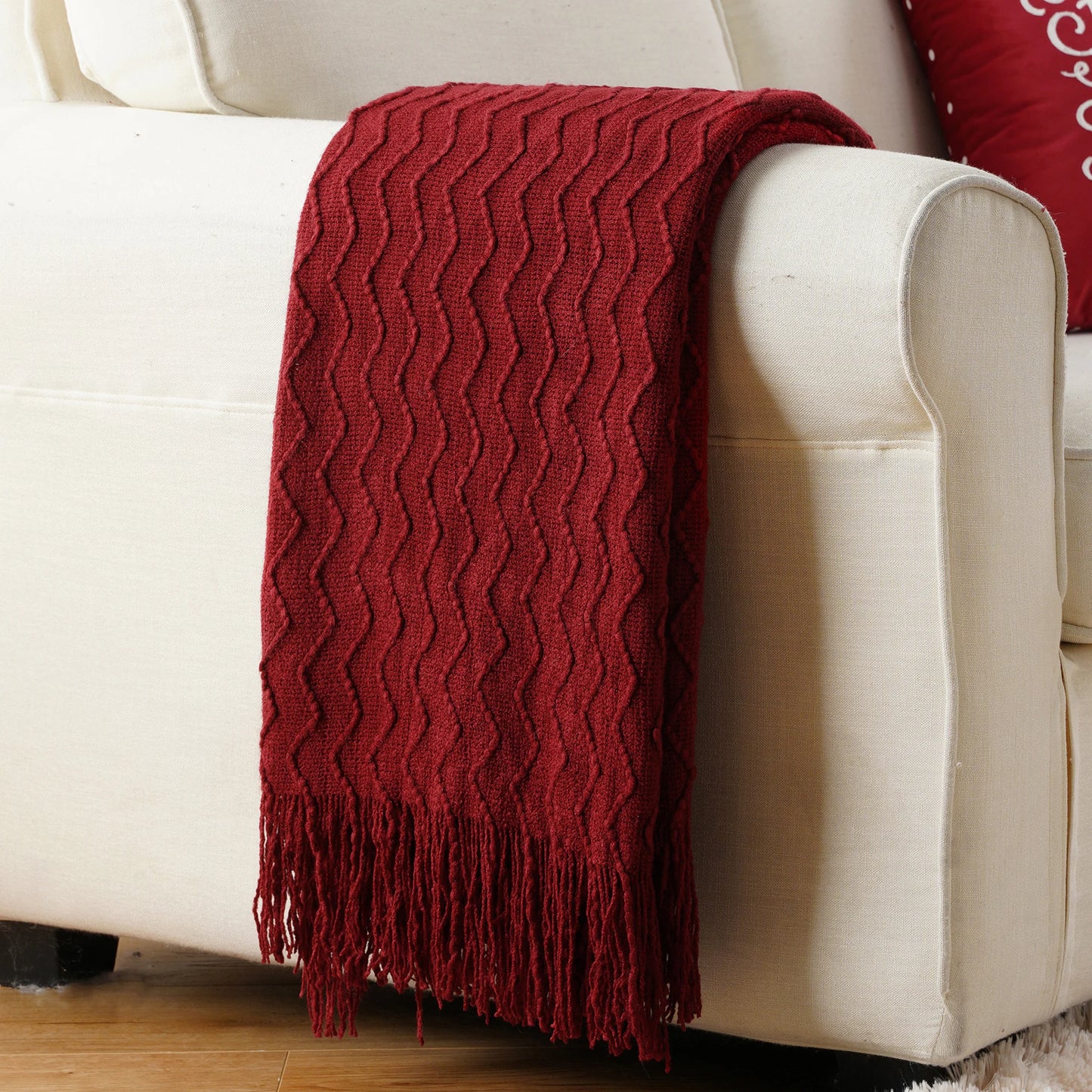 Battilo Green Knit Throw Blanket with Tassels | 50x60" Lightweight
