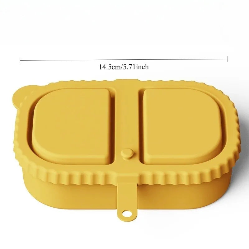 Silicone Double Compartment Seasoning Box, Sauce Snack Container, Portable Packaging with Lid, Foldable Storage Box Peaceful Pleasures Health and Wellness
