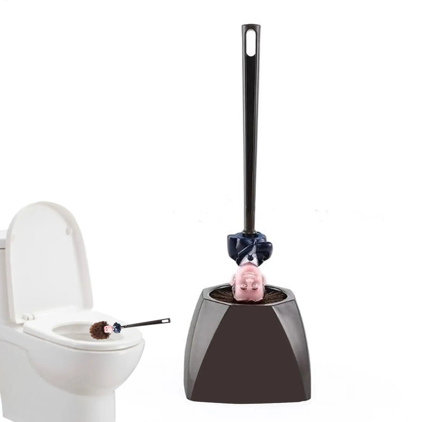Cartoon President Toilet Brush with Holder | Funny Gag Gift