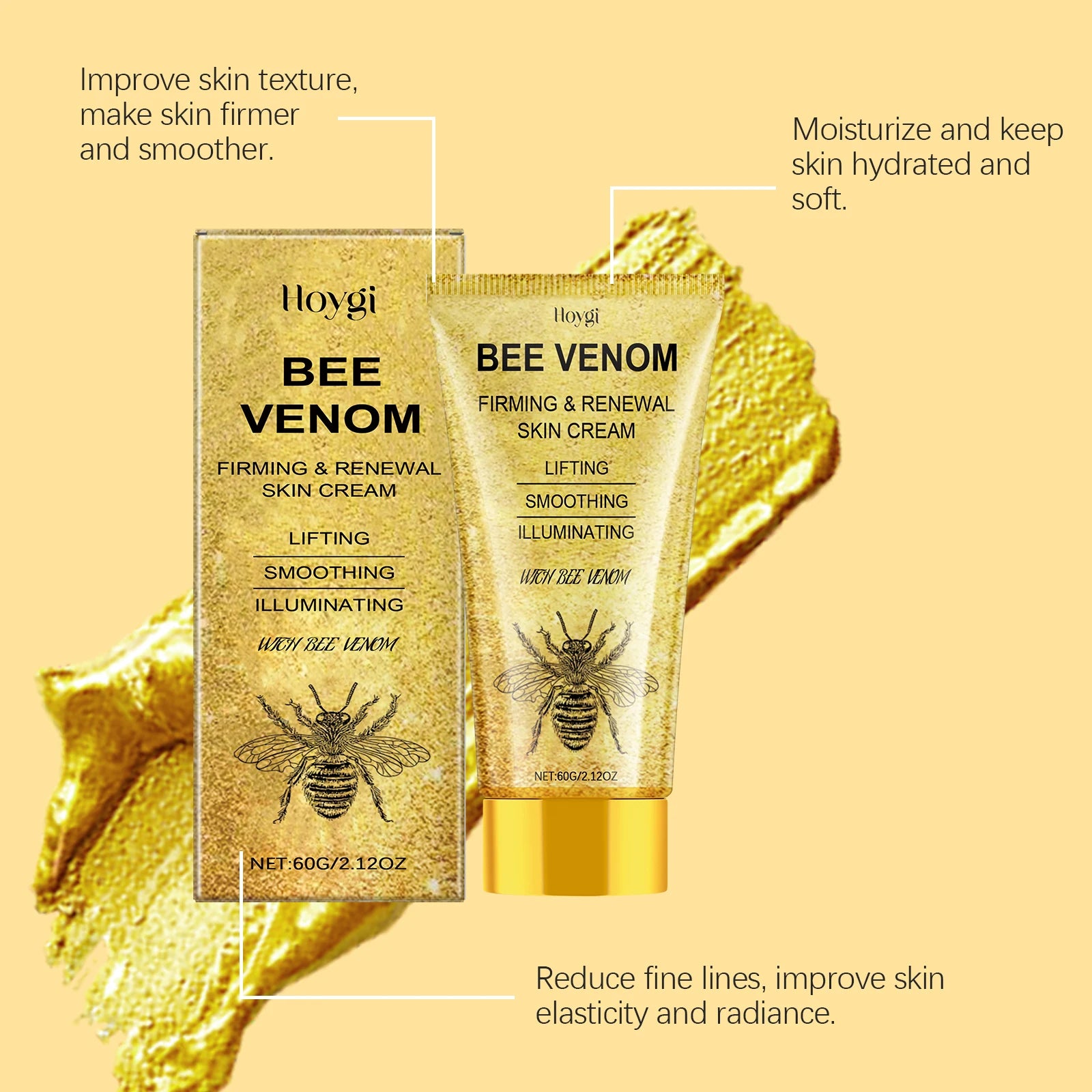 Bee Venom Face Cream Fade Fine Lines Improve Sagging Skin Firming Increase Elasticity Tightening Lifting Nourishing Facial Care Peaceful Pleasures Health and Wellness