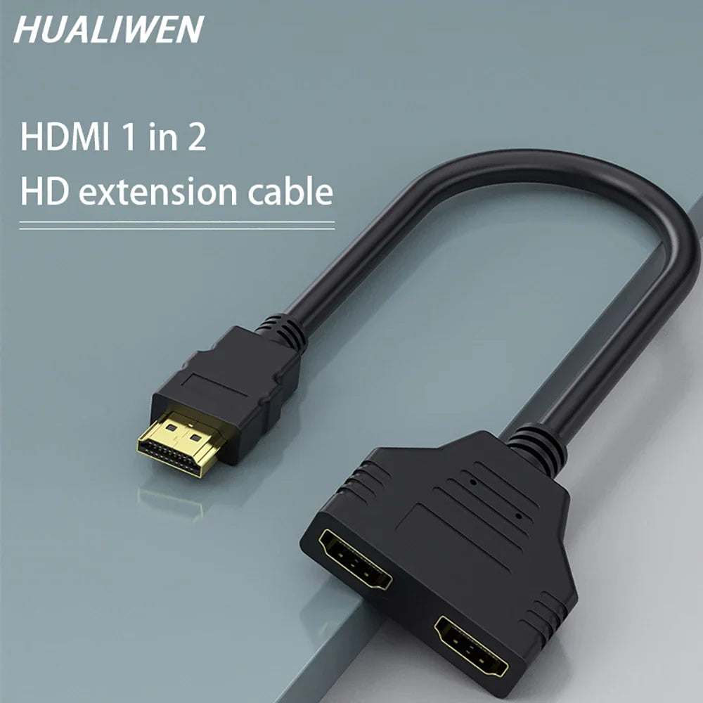 HDMI Splitter 1 in 2 Out – 4K Male to Dual Female Y Cable