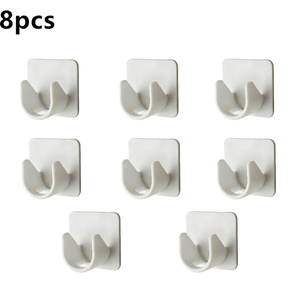 Self-Adhesive Curtain Rod Clip Hooks | No-Drill Wall Holder Set