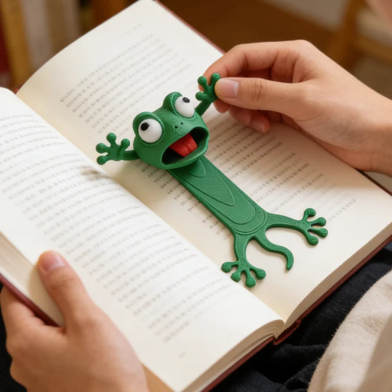 3D Funny Frog Bookmark – Cute Cartoon Page Holder Clip Gift