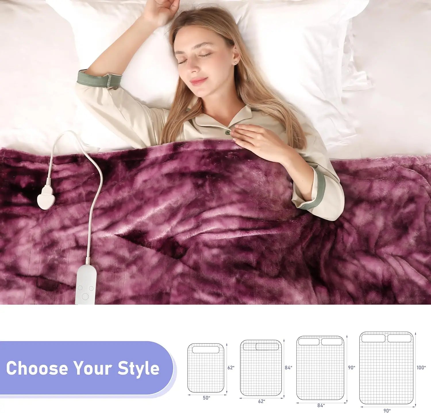 Electric Heated Blanket Twin Size – Flannel Sherpa, 10 Heat Settings & Auto-Off Timer Electric Heated Blanket Peaceful Pleasures Health and Wellness