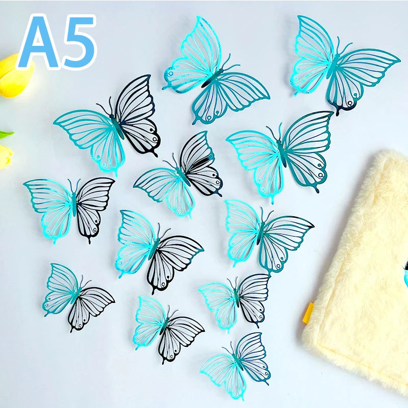 3D Butterfly Wall Stickers 12-Pack | Hollow Carving Home Decor