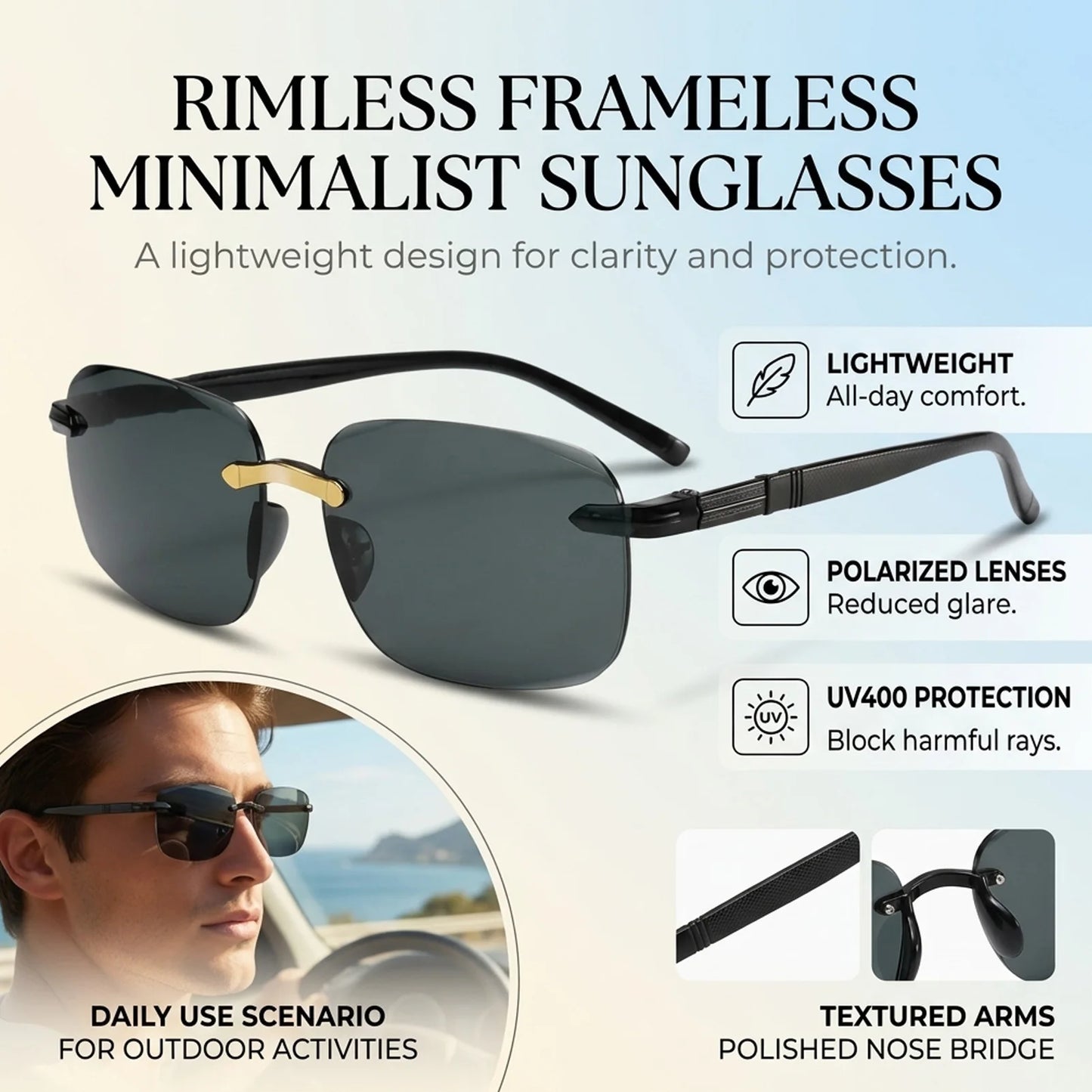 Polarized-Sunglasses For Men Driving And Fishing UV400-Protection Lightweight Frame Peaceful Pleasures Health and Wellness