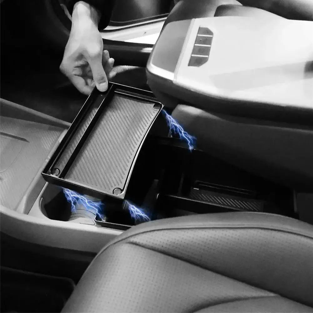 Double Layer Car Console Armrest Under Storage Box Organizer Tray For Kia Ev3 Car Central Card Coin Stowing Tidying Peaceful Pleasures Health and Wellness