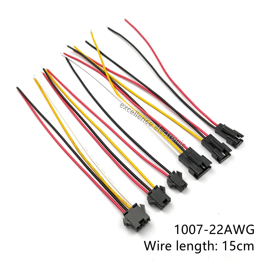 JST SM 2.54mm Male & Female Connector Kit with 22AWG Pre-Crimped Wire SM2.54 2/3/4/5/6 Pin Housing Adapter Cable Connector Peaceful Pleasures Health and Wellness