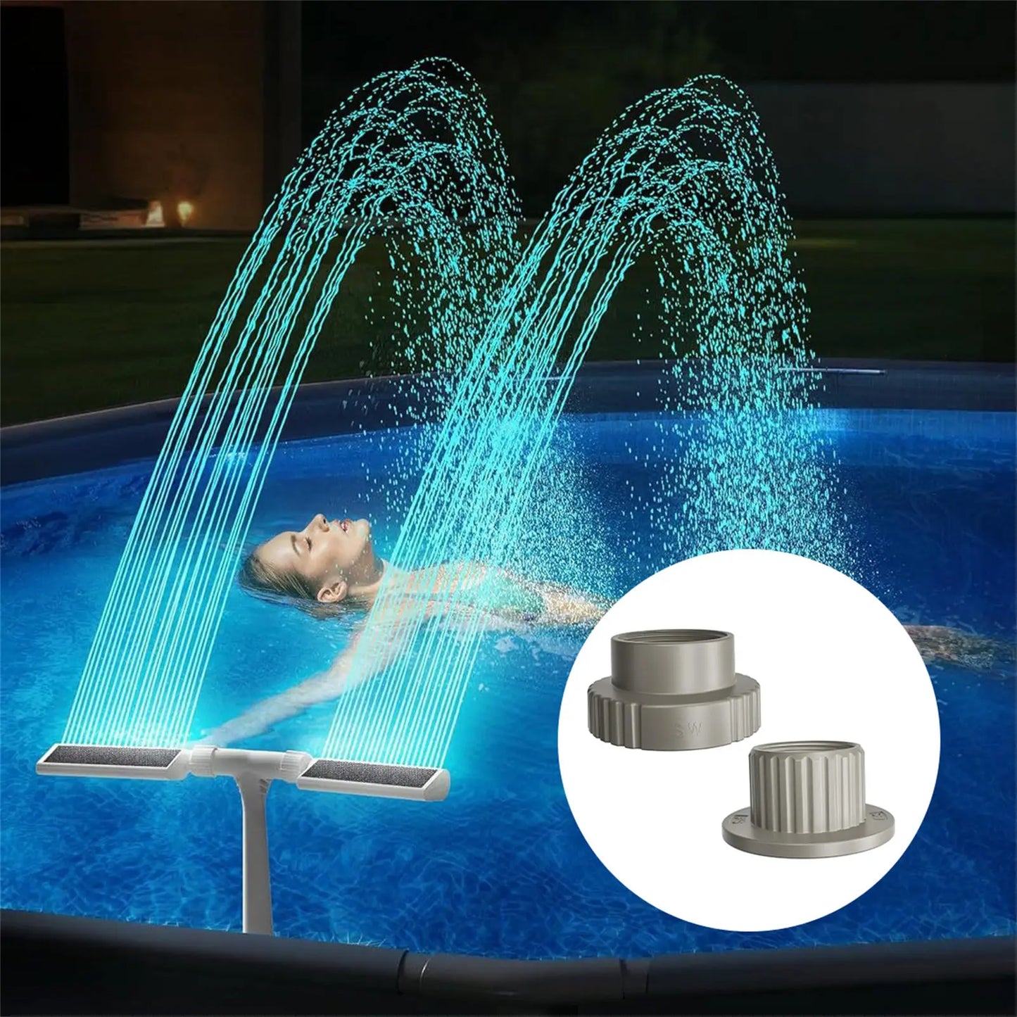 Pool Fountain Adapter For SummerWave And Funsicle Durable ABS Plastic Easy Installation Strong Water Flow Peaceful Pleasures Health and Wellness