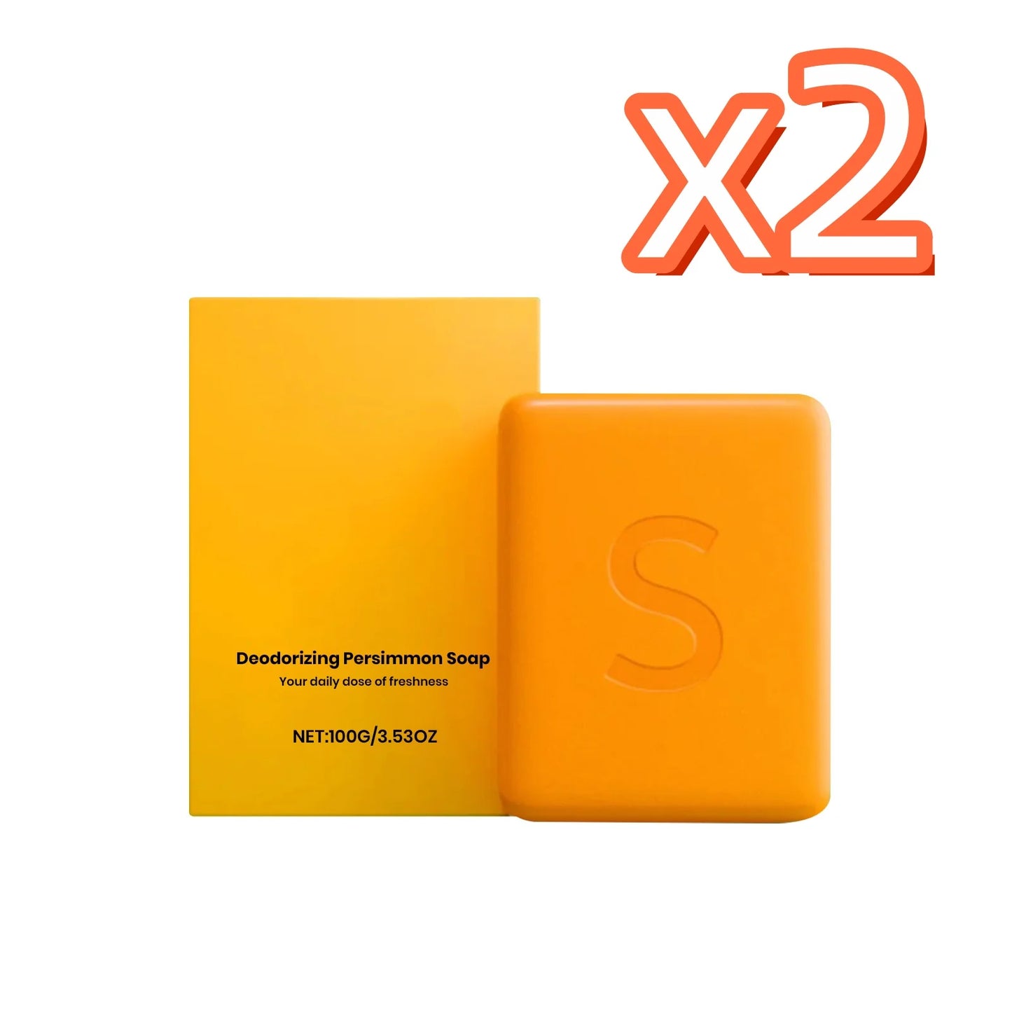 Persimmon Bath Soap Deep Cleanse Remove Body Excess Oil Refresh Skin Moisturize Skins Fruity Scent Bathing Experience Soap Bar Peaceful Pleasures Health and Wellness 100g Boxed x 2