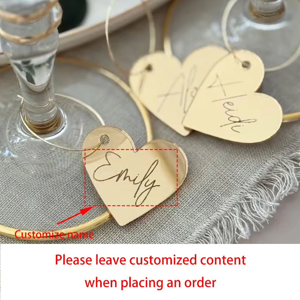 Custom Acrylic Wine Glass Name Tags | Wedding Drink Charms 5pc Wedding Drink Charms Peaceful Pleasures Health and Wellness Custom Tag 5pcs 5cm