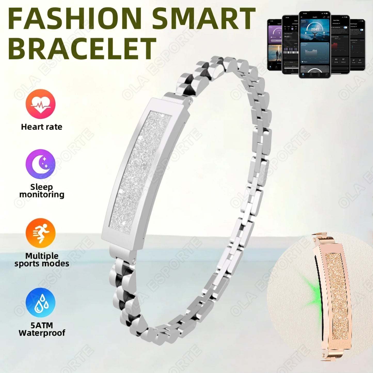 New Men Sports Smart Bracelet Heart Rate Fitness Tracker IPX8 Waterproof Smart Band Pedometer Call Reminder Smartwatches Women Peaceful Pleasures Health and Wellness Silver 2