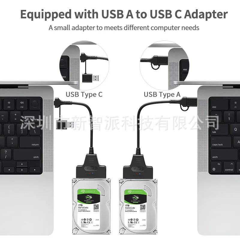 Cable Up To 6 Gbps High Speed Laptop Accessories SATA to USB3.0/Type-C Adapter 2 in 1 Usb Computer Cables Connecting Peripherals Peaceful Pleasures Health and Wellness