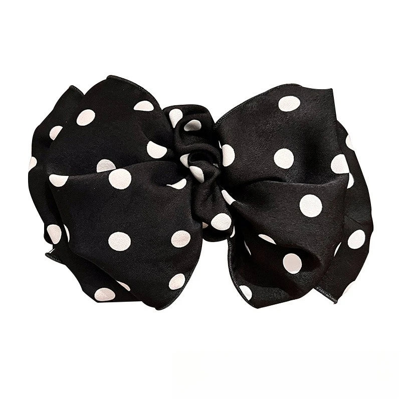 Polka Dot Satin Spring Clip Hairpin | Retro Korean Style
