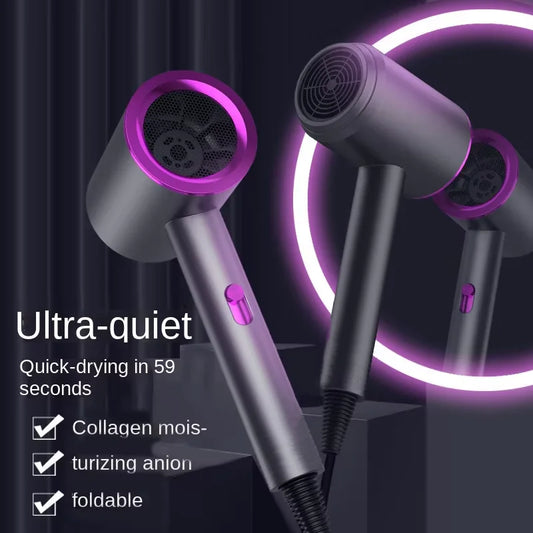 Professional hair salon hair dryer, featuring high-speed drying and ion heating functions. An essential item for travel. Peaceful Pleasures Health and Wellness