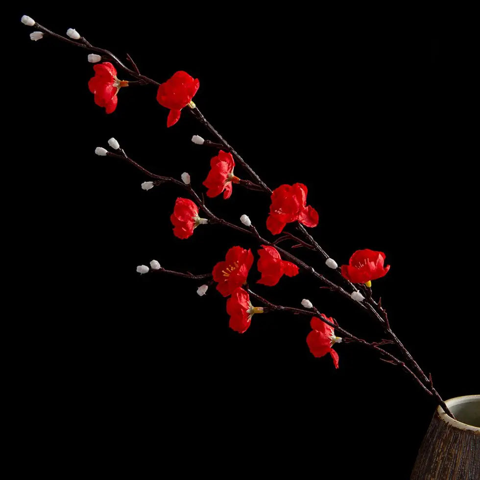 Silk Plum Blossom Artificial Flower Branch – Home & Wedding Decor