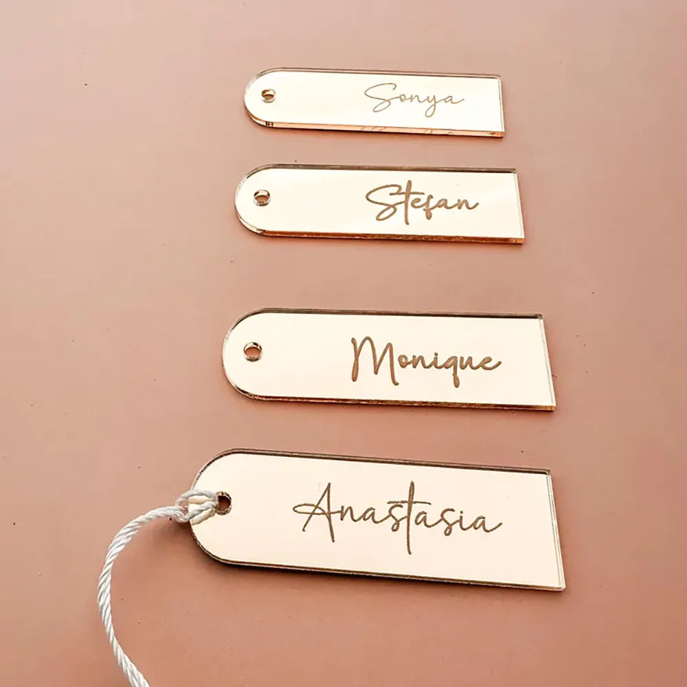 Custom Acrylic Wedding Place Cards 5-Pack | Name Bookmarks & Keyrings