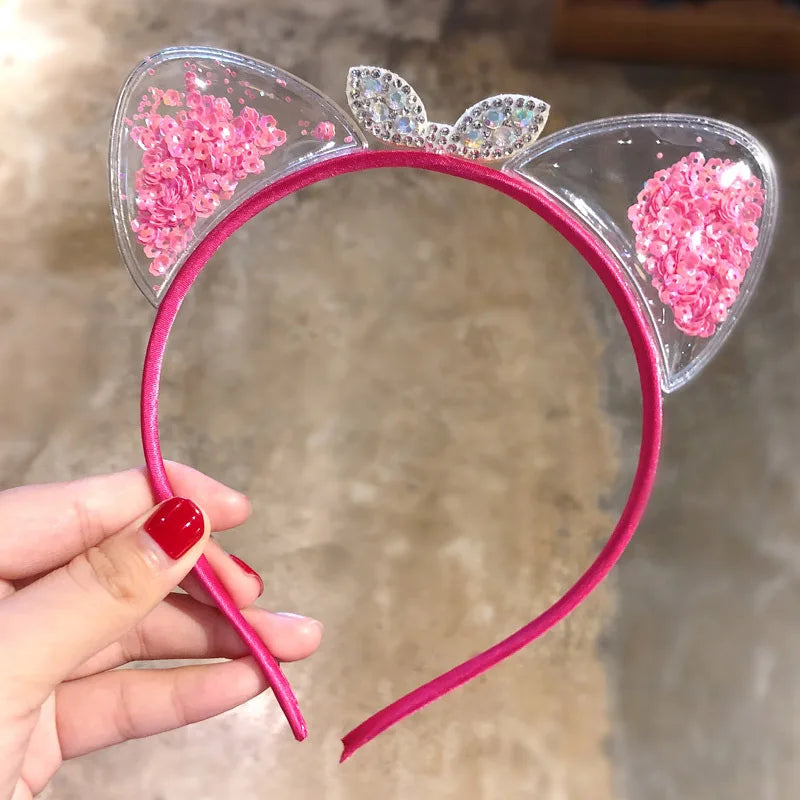 Cute Shining Sequin Cat Ears Hairband Girls Sweet Princess Headband