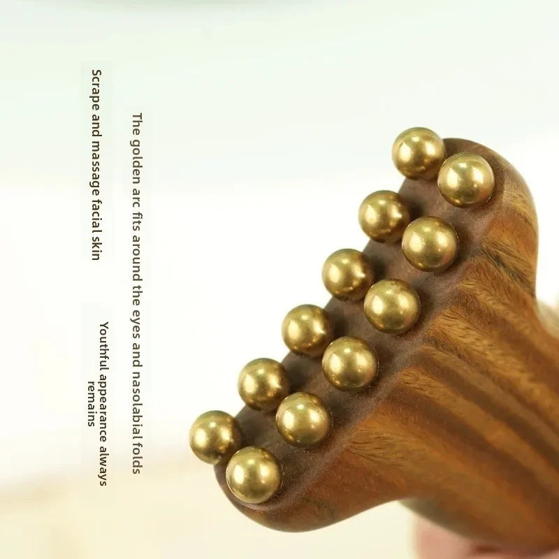 Sandalwood Goat Horn Facial Massager | 14 Bead Fascia Lift Tool Facial Massager Tool Peaceful Pleasures Health and Wellness