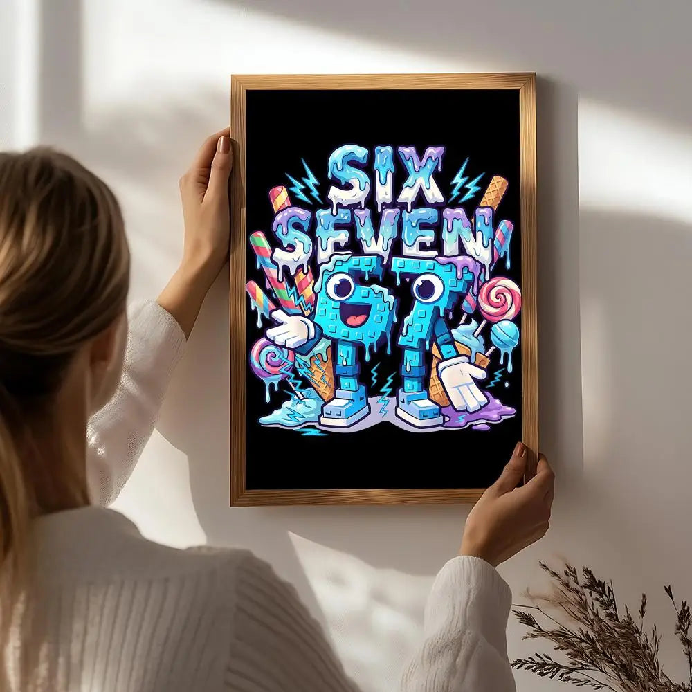 Cool 67 six seven Poster HD Self Adhesive Waterproof Wall Art Ideal for Home Office Dorm Bedroom Great Gift Peaceful Pleasures Health and Wellness White9 40X50cmNoframe