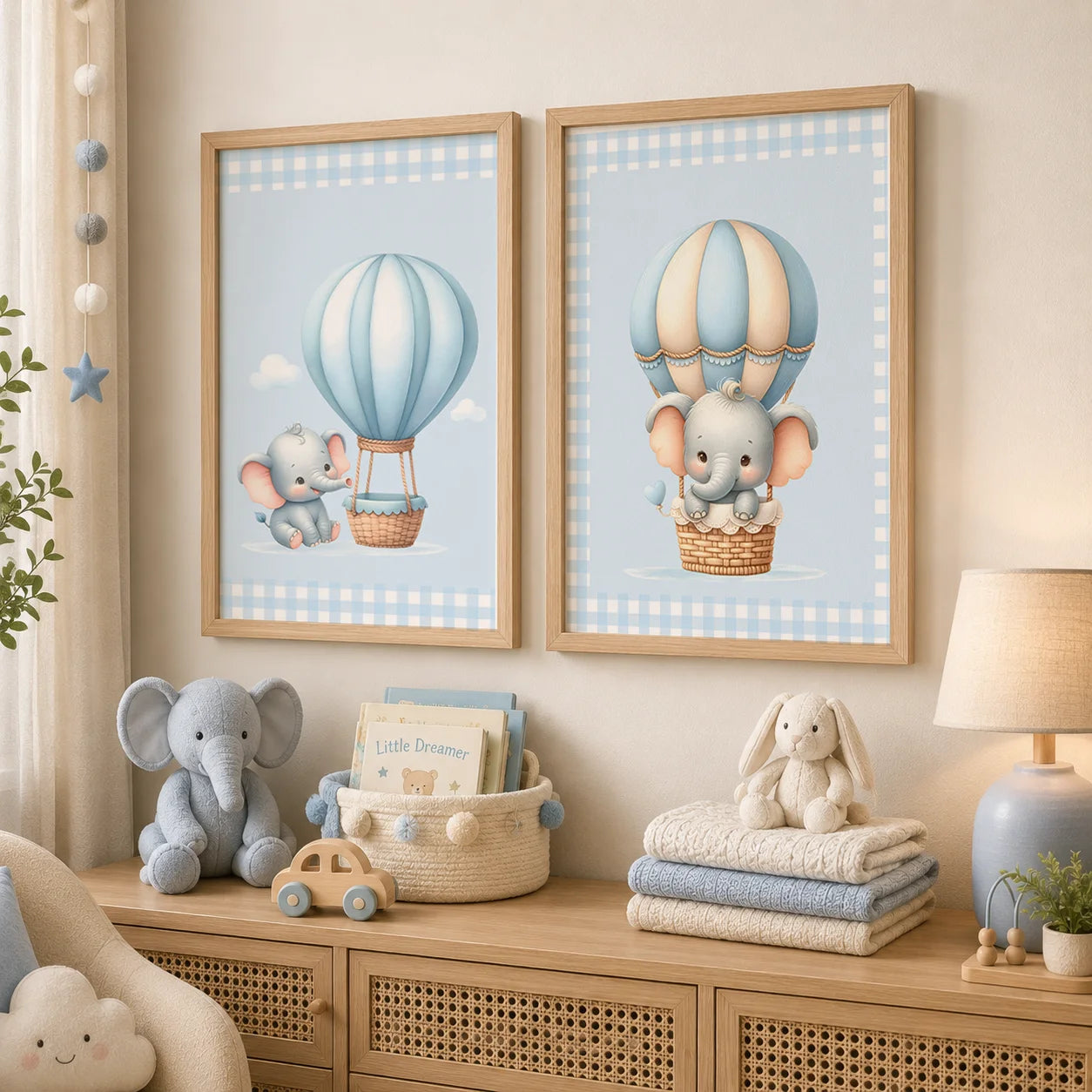Elephant Hot Air Balloon Nursery Canvas Wall Art | Kids Decor Nursery Canvas Print Peaceful Pleasures Health and Wellness