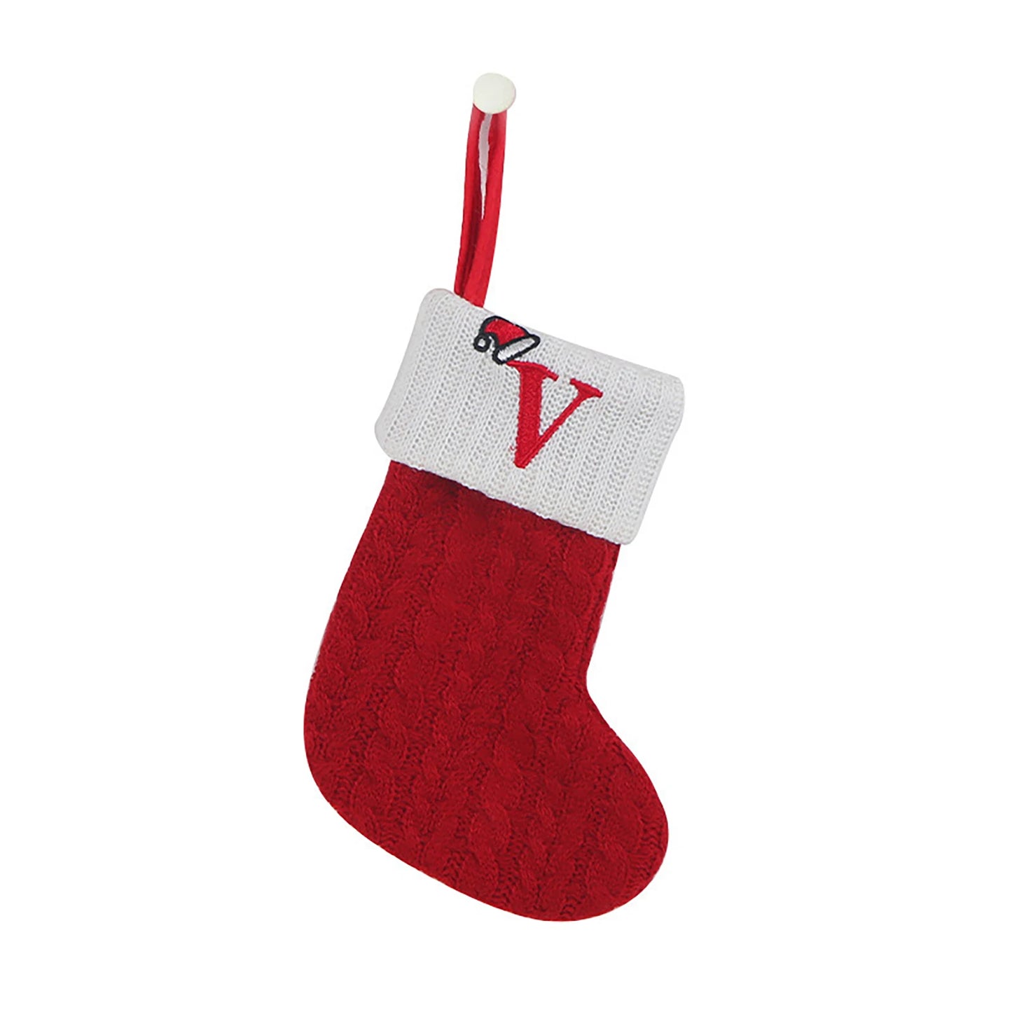 Personalized Knitted Christmas Stocking | Monogram Initial