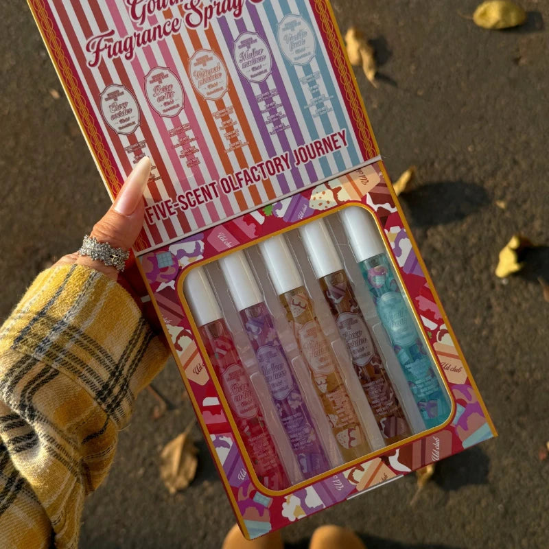 Gourmand Fragrance Spray Set 5-piece Vanilla Scent Perfume Kit Long-lasting Fresh Light Scents Portable Dating Eau De Toilette Peaceful Pleasures Health and Wellness Set