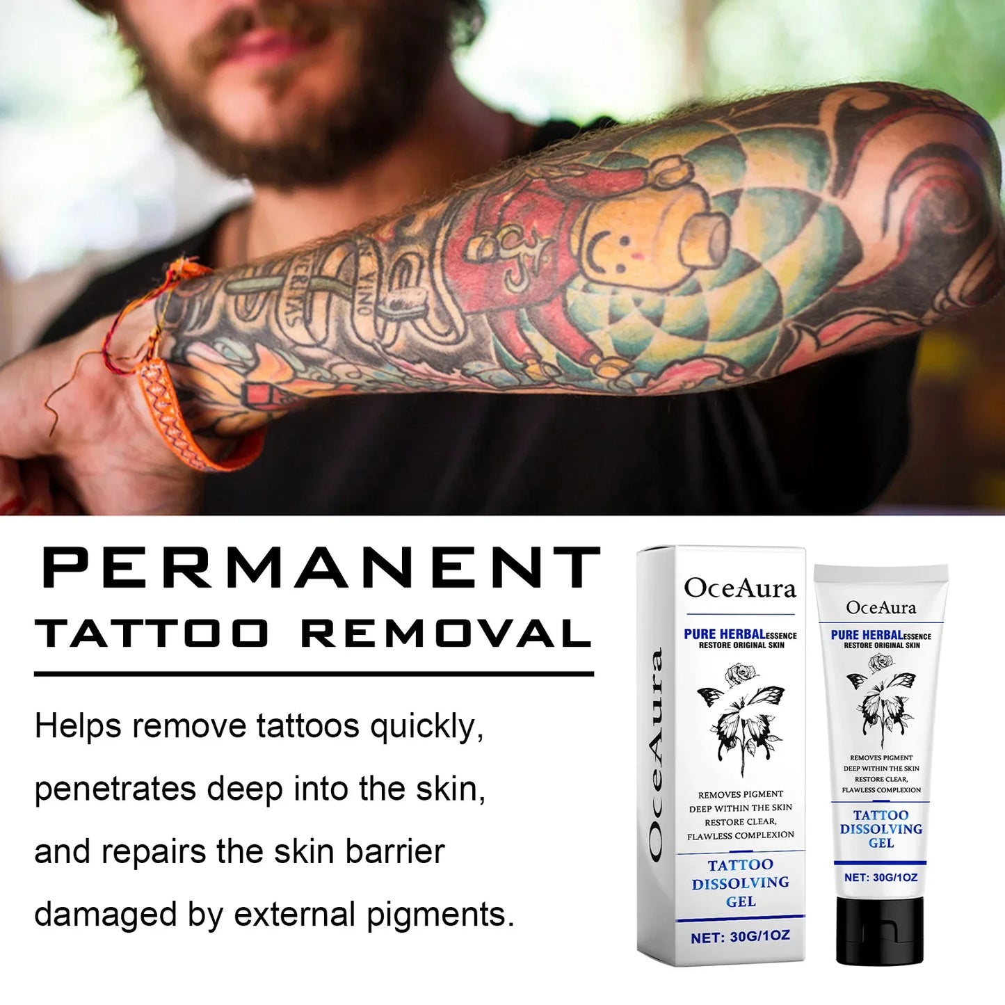 OceAura Tattoo Fading Gel – At-Home Ink Dissolving Cream