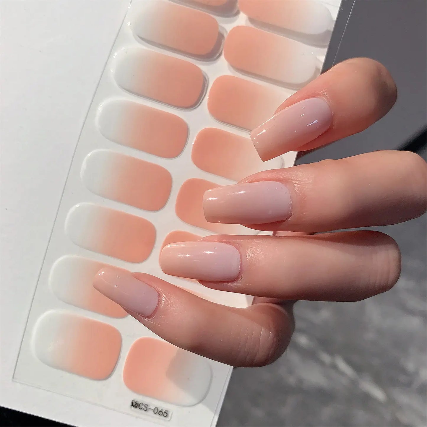 1 Sheet Semi Cured Wrap Gradient Nail Sticker Multi Color Solid Gel Full Cover Slider No Need UV Lamp Cured Fast Gel Nail Decal Peaceful Pleasures Health and Wellness Cs65