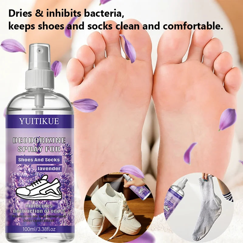 YUITIKUE Lavender Shoe & Sock Deodorizer Spray 100ml Deodorizing Spray Peaceful Pleasures Health and Wellness