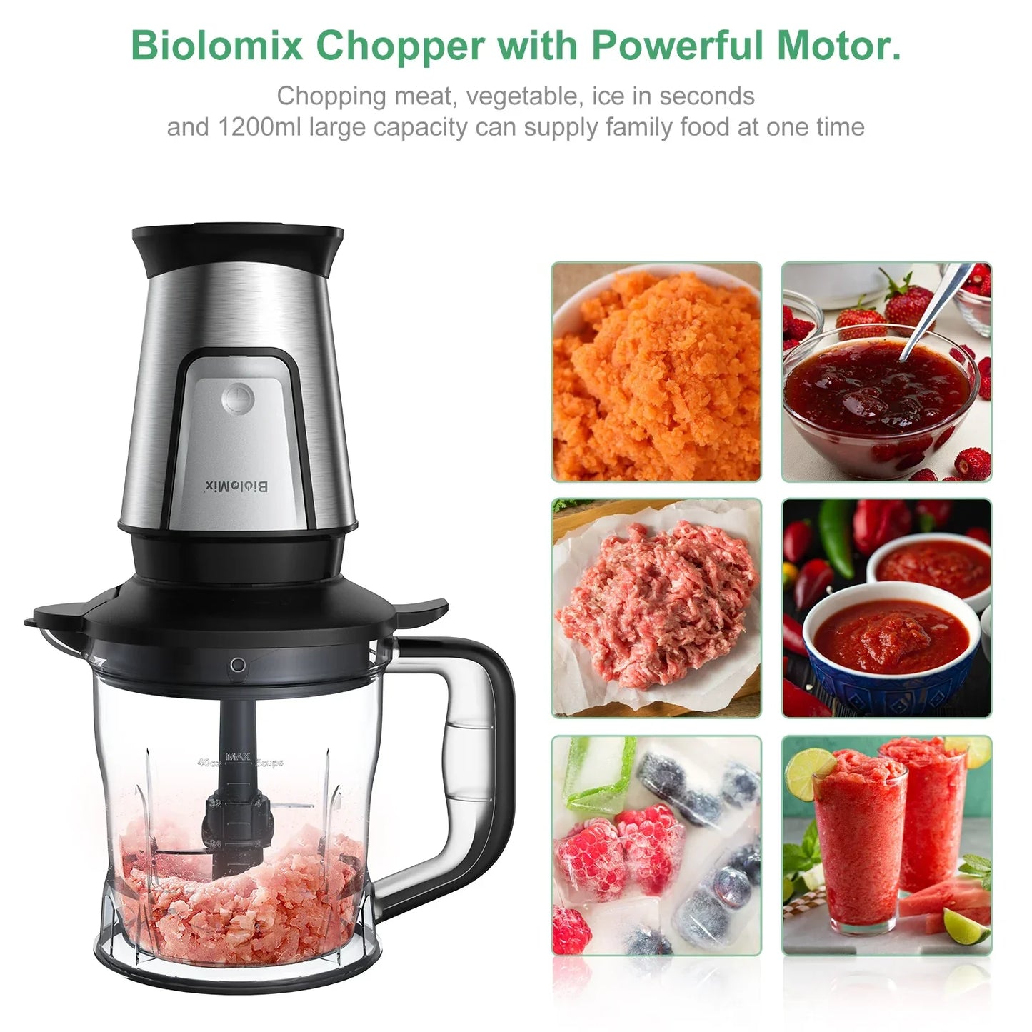 BioloMix 700W 3-in-1 Portable Food Processor, Blender & Dry Grinder Kitchen Appliance Peaceful Pleasures Health and Wellness
