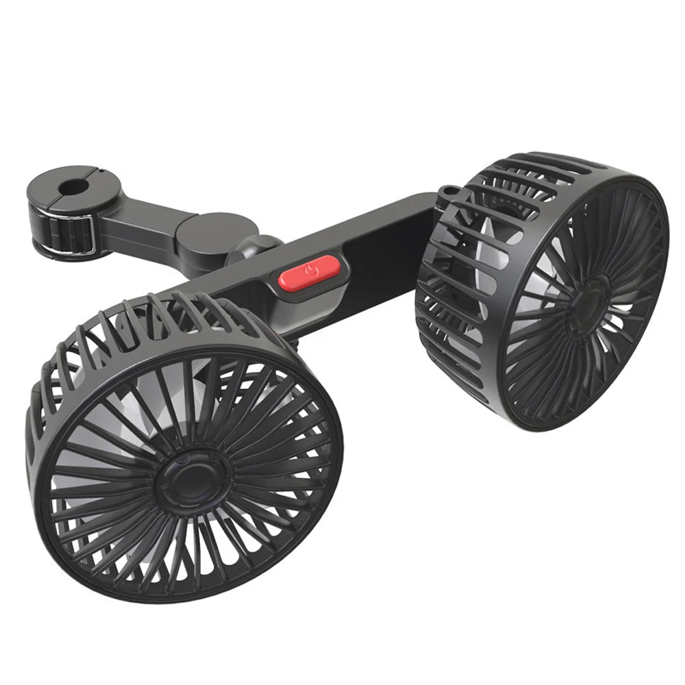 Car Seatback Cooling Fan USB Charging Portable Dual Head 360 Degree